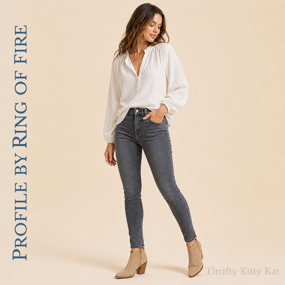 Profile By Ring Of Fire High Rise‎ Skinny Jeans Gray Wash Stretch 05